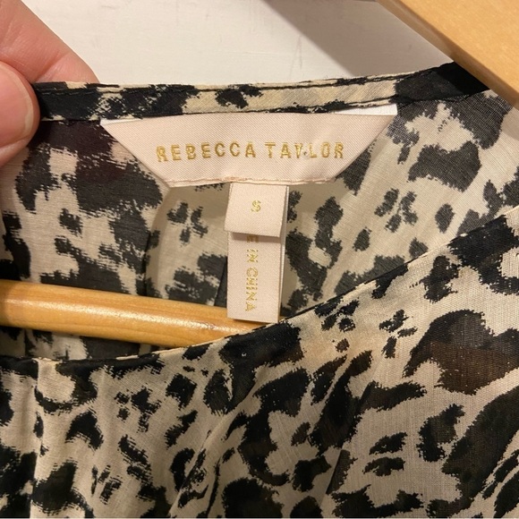 Rebecca Taylor | Ruched Oska Midi Smocked Silk Blend Dress Size Small - Picture 6 of 13